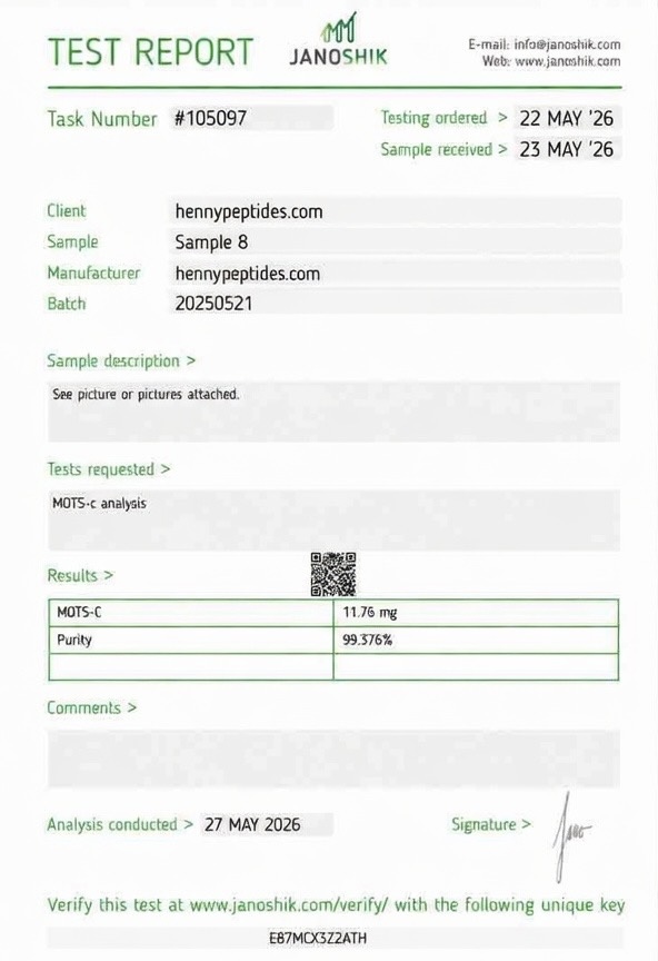 MOTS-C Janoshik lab report